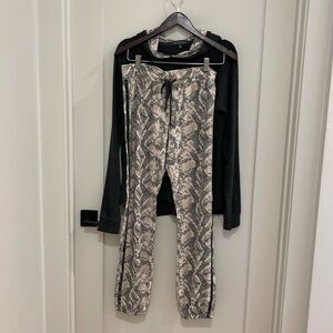 PJ Salvage loungewear, joggers with cuff and pull over hoodie, size M.